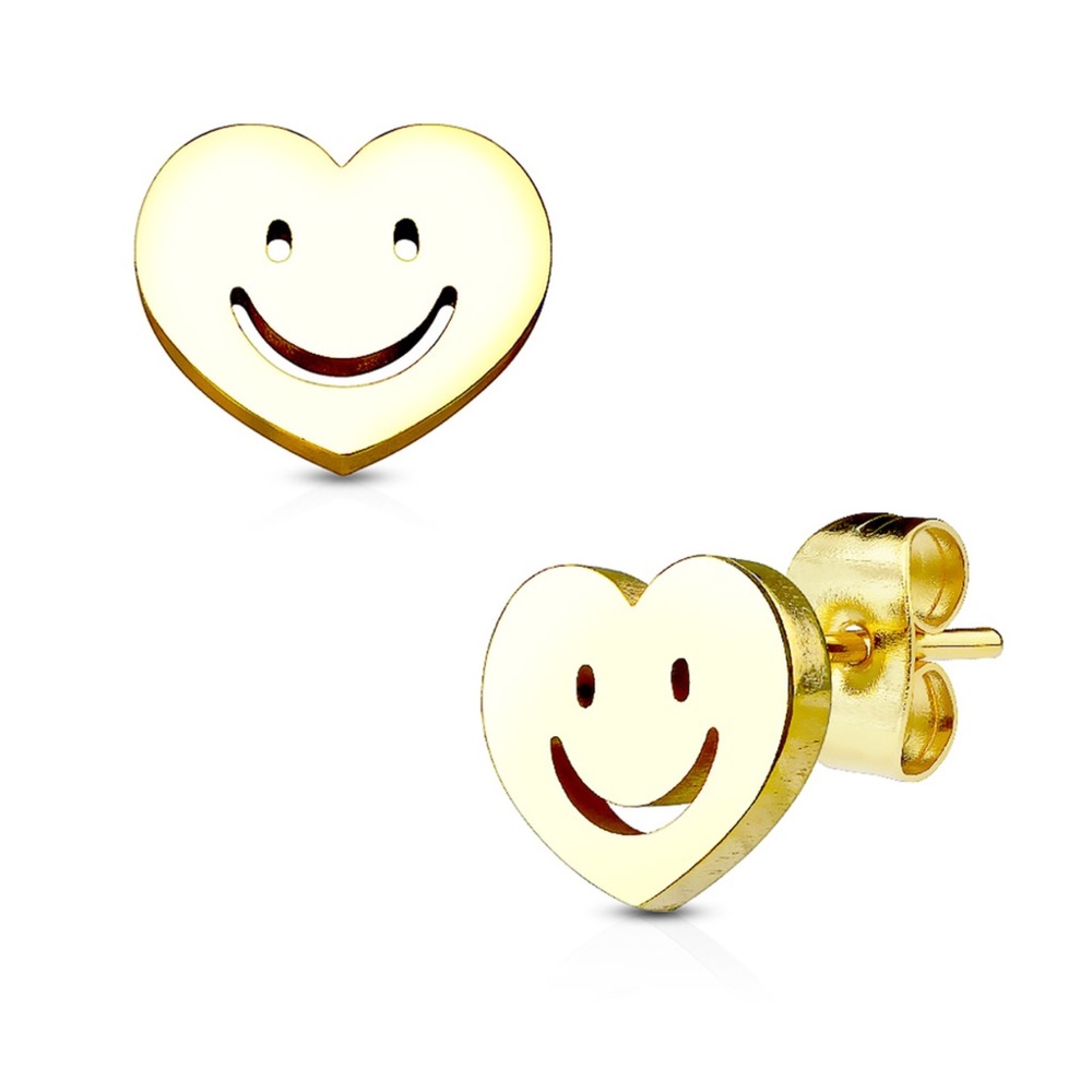 Smiling Heart Stud Earrings
